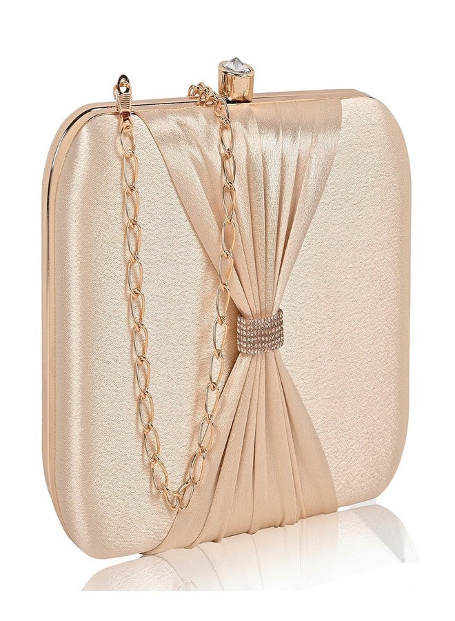 ADISA bow formal party clutch with gold chain for women and girls (CL102-GOL) - Image 1